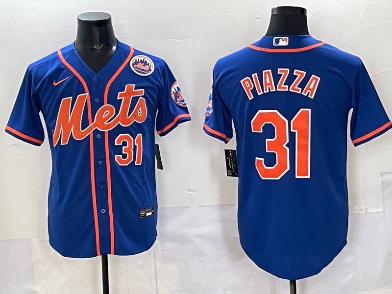 Men 2025 New York Mets #31 Piazza Blue Game Nike MLB Jersey style 02